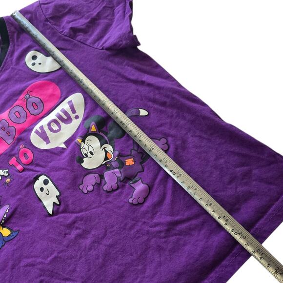 Disney Parks Daisy Minnie Halloween Boo to you Ringer Shirt SZ M Spooky Parade - Picture 1 of 6